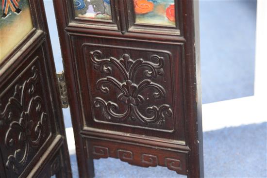 A 19th century Chinese hongmu six fold table screen, Each panel W.8in. H.41in.